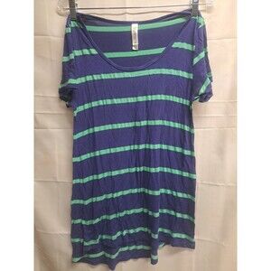 Lularoe Womens Navy And Mint Gteen Stripe Size XS Shirt